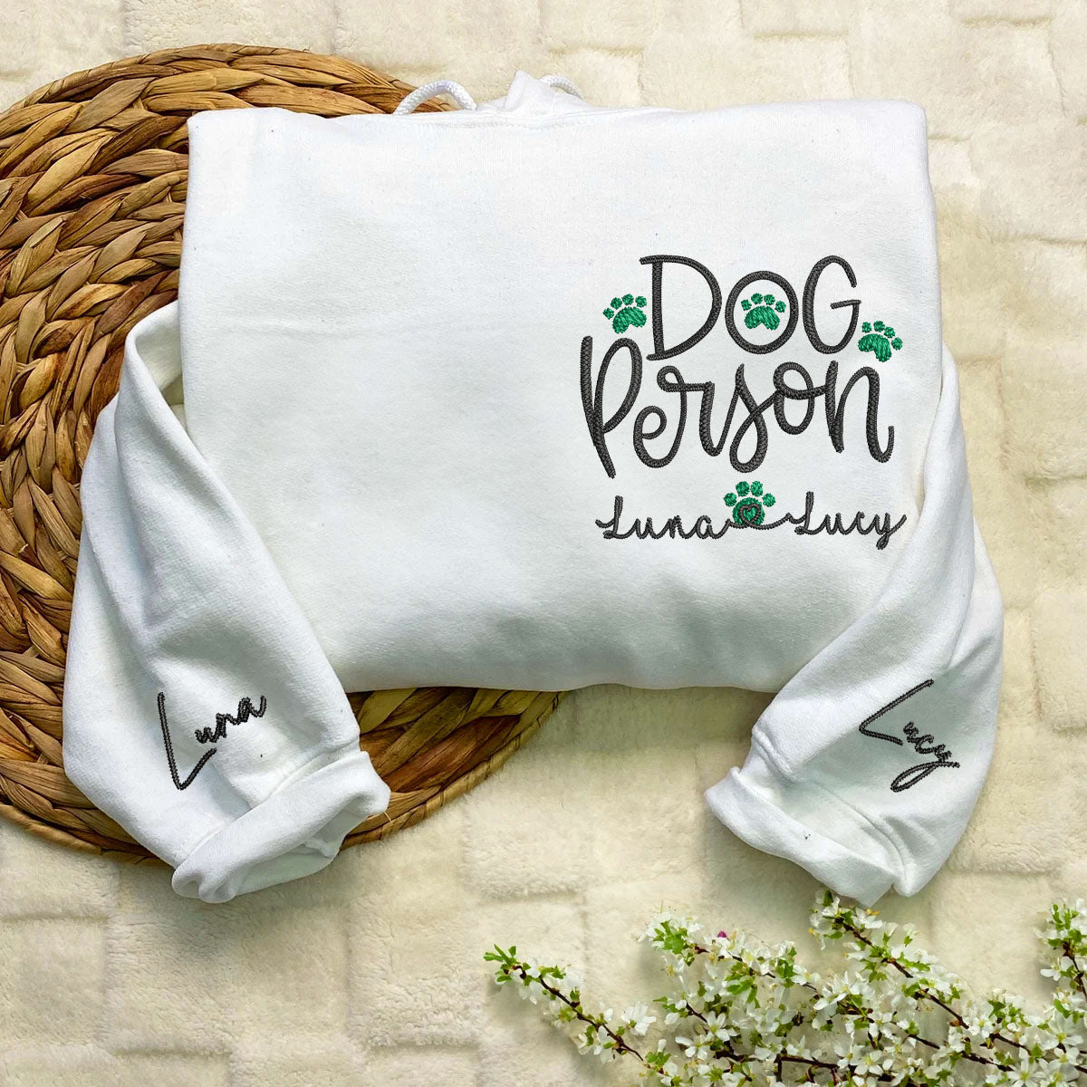 Embroidered Dog Person Hoodie with Pet Names - Dog Lover Gift