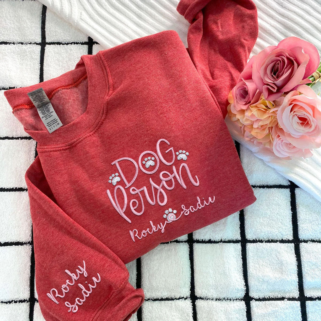 Embroidered Dog Person Sweatshirt with Pet Names - Dog Lover Gift