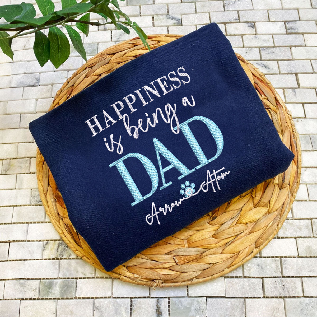Embroidered Dad Sweatshirt with Kids Names - Personalized Father's Day Gift