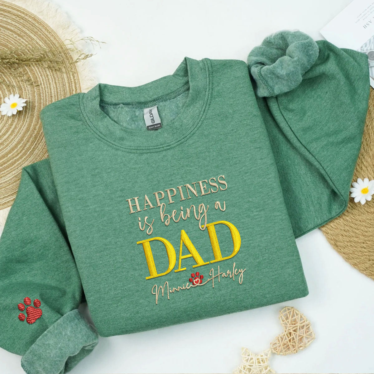 Embroidered Dad Sweatshirt with Kids Names - Personalized Father's Day Gift