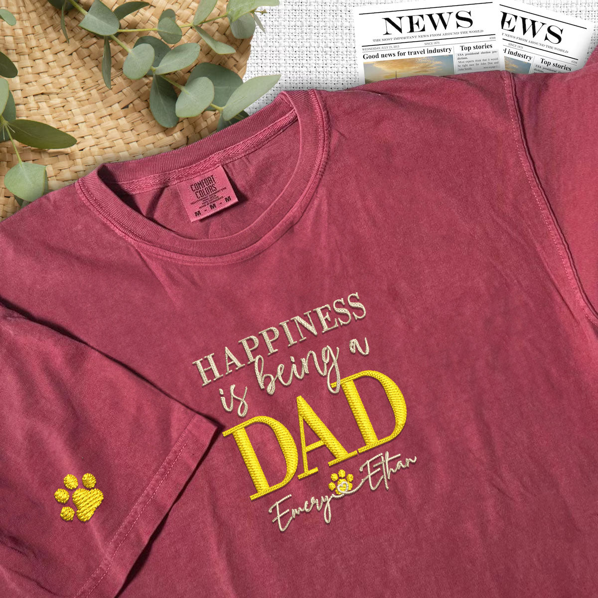 Embroidered Dad T-Shirt with Kids Names - Personalized Father's Day Gift