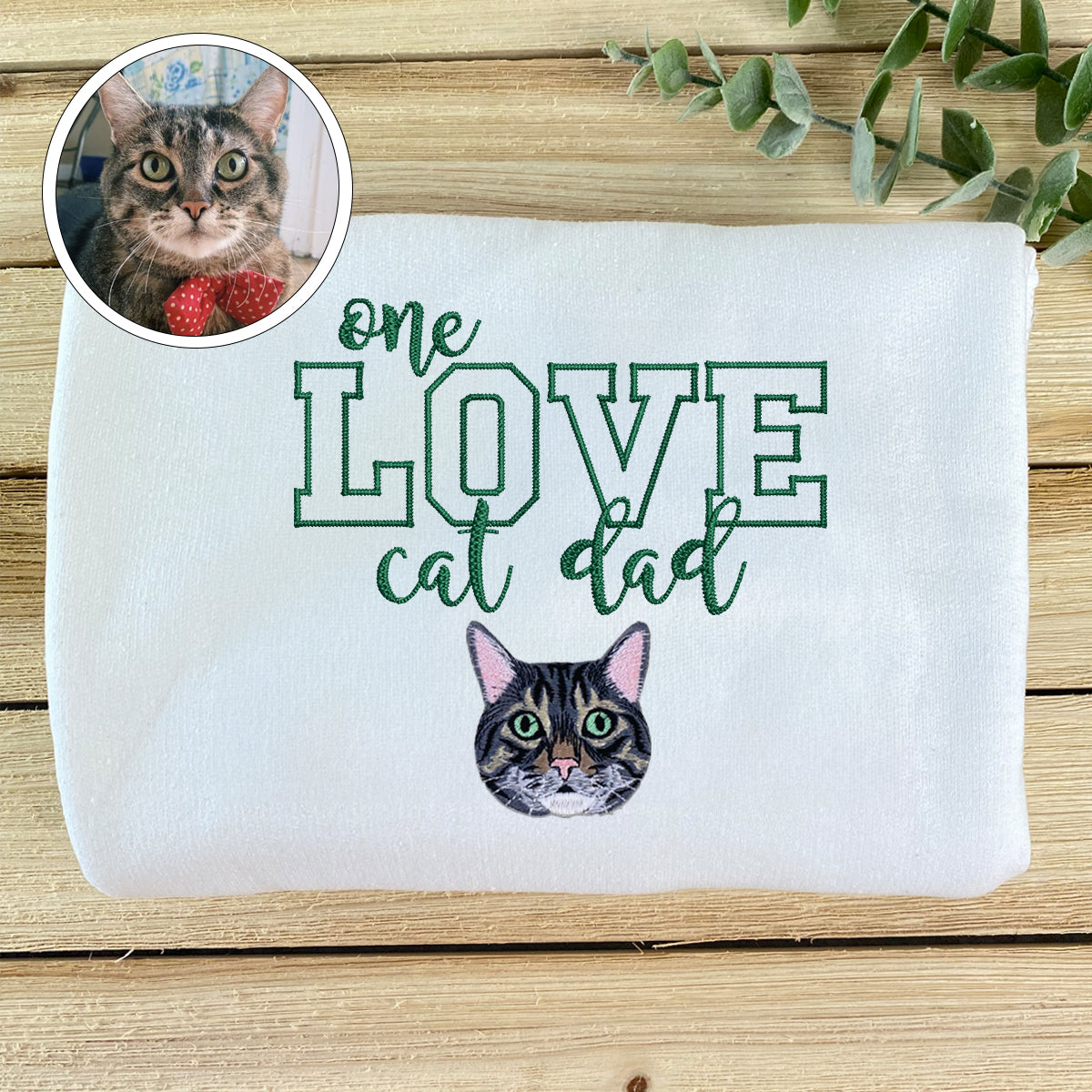 Embroidered One Love Cat Dad Hoodie - Cat Father Gift