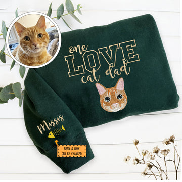 Embroidered One Love Cat Dad Sweatshirt - Cat Father Gift