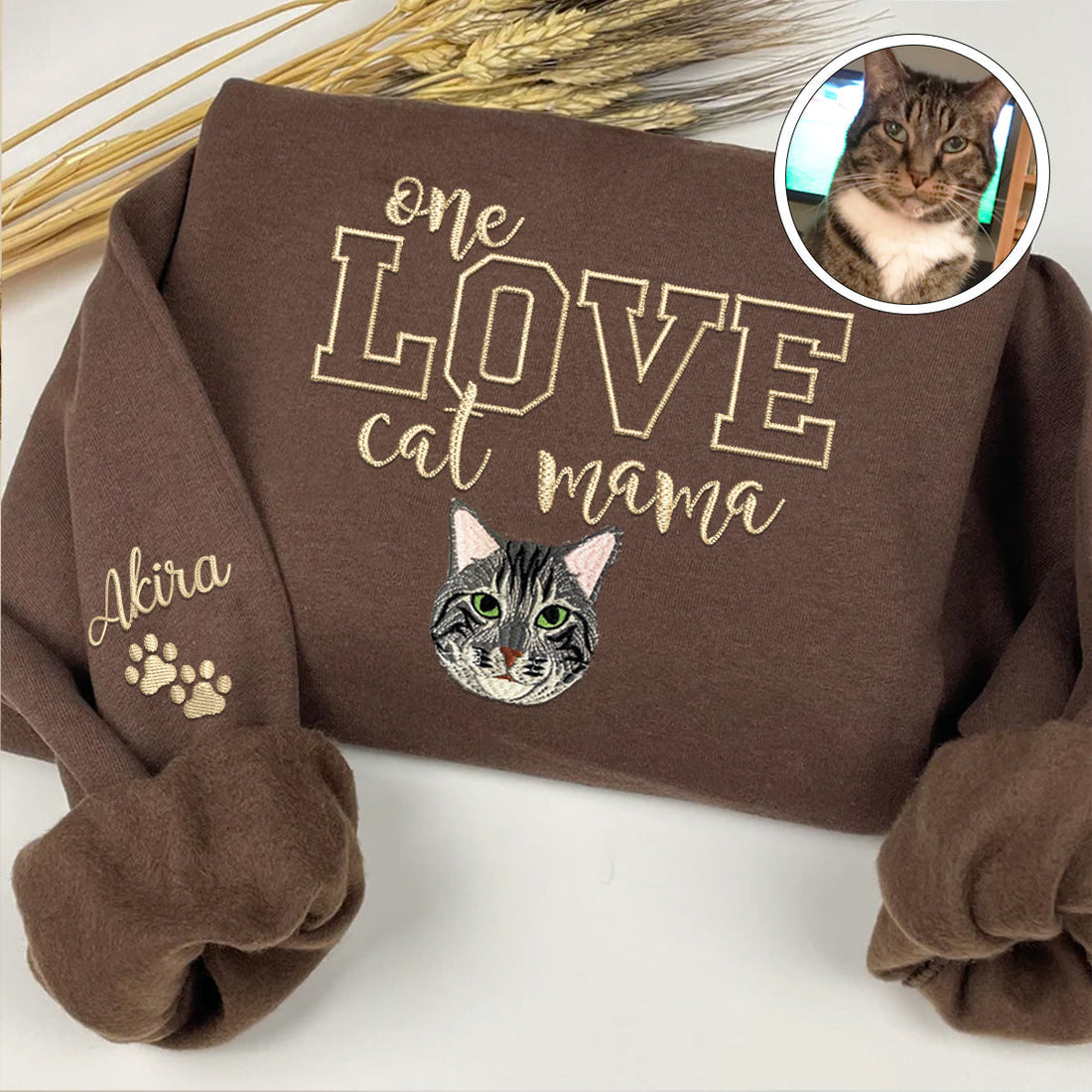 Embroidered One Love Cat Mama Hoodie - Cat Mother Gift