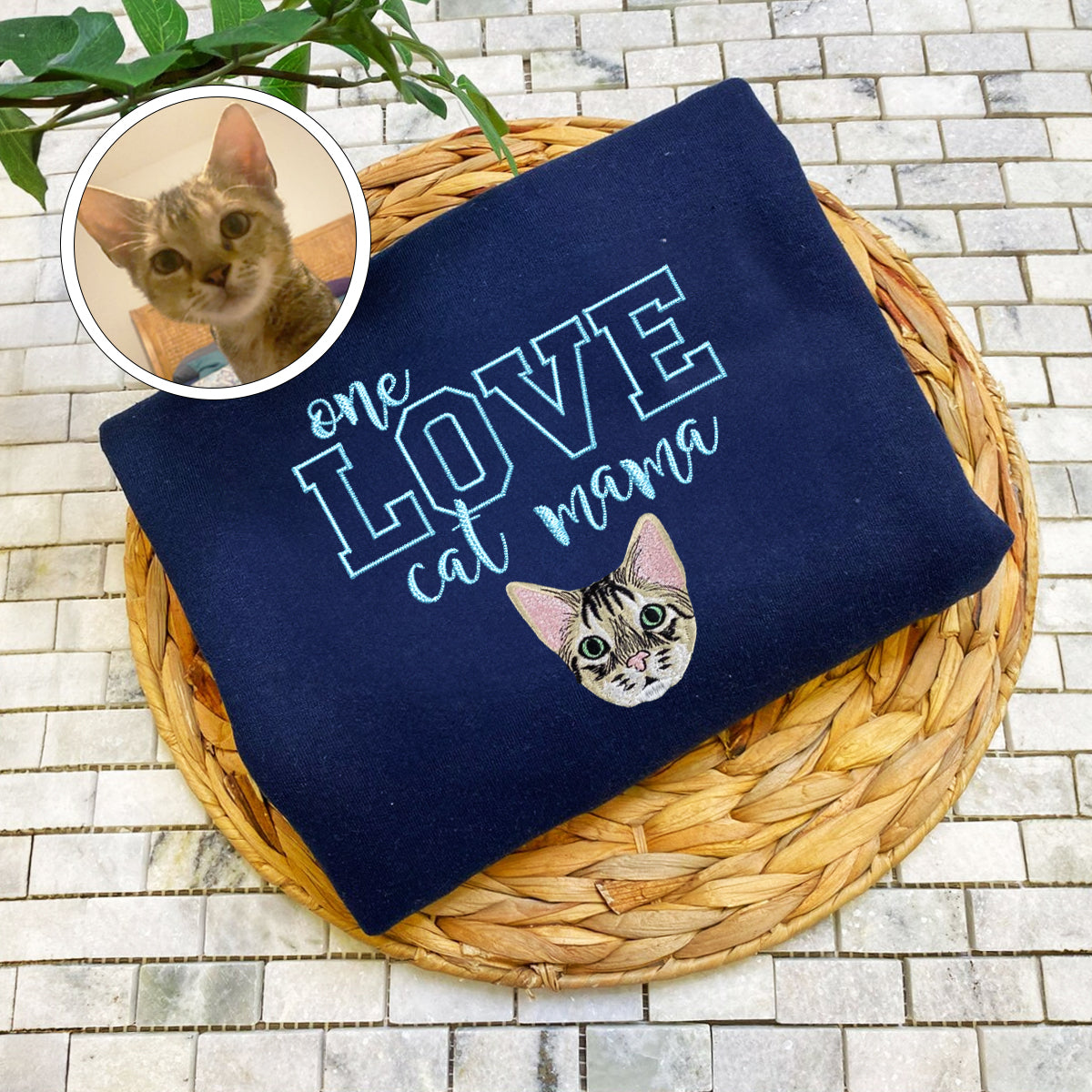 Embroidered One Love Cat Mama Sweatshirt - Cat Mother Gift