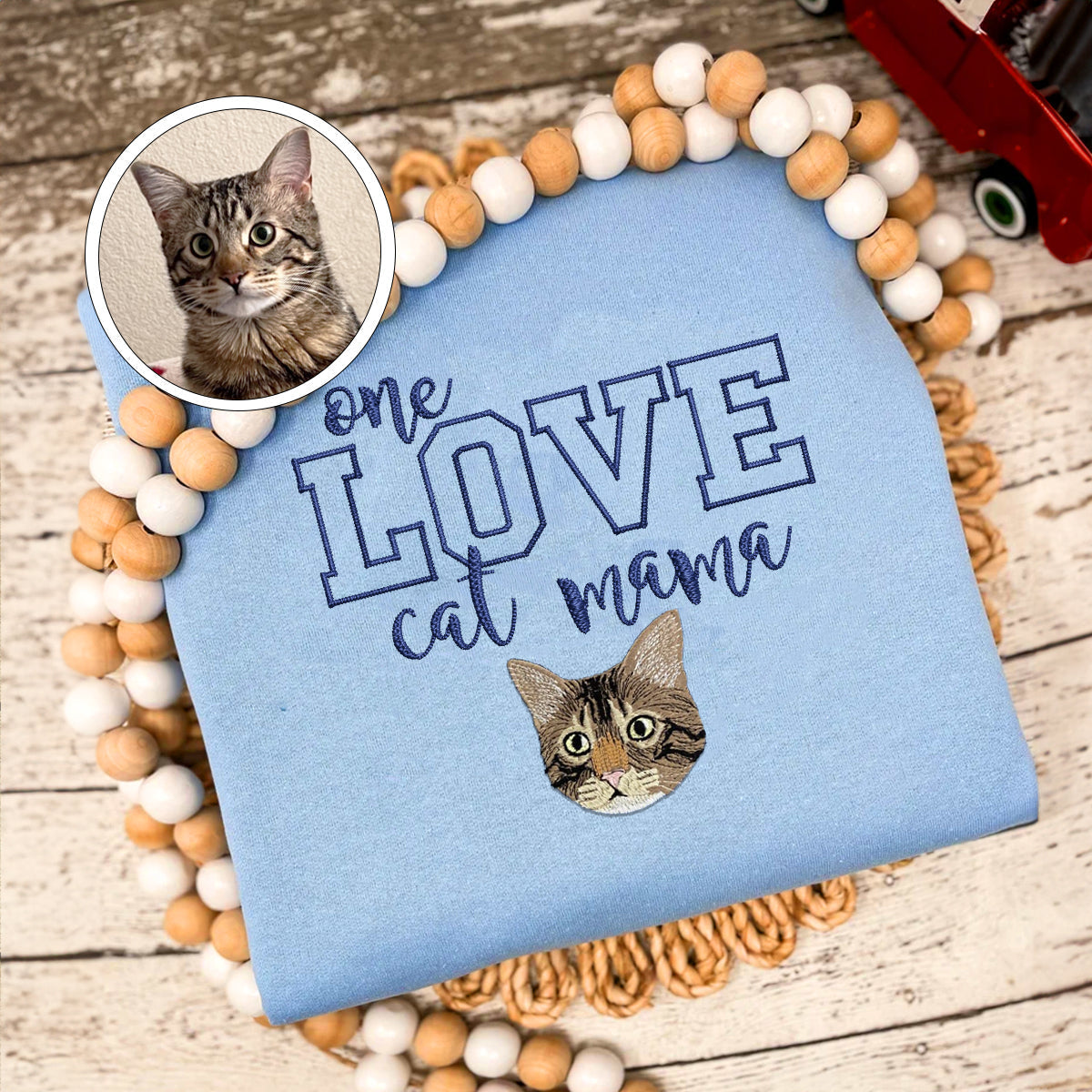 Embroidered One Love Cat Mama Sweatshirt - Cat Mother Gift