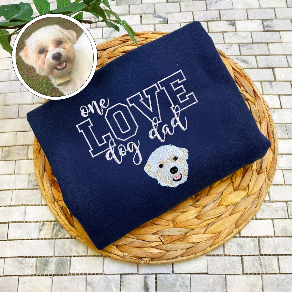 Embroidered One Love Dog Dad Hoodie - Pet Father Gift