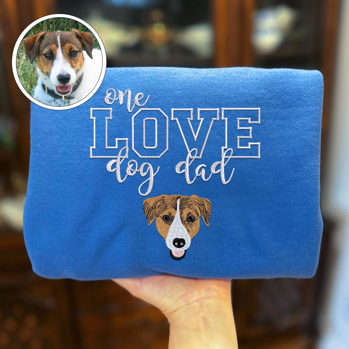 Embroidered One Love Dog Dad Hoodie - Pet Father Gift