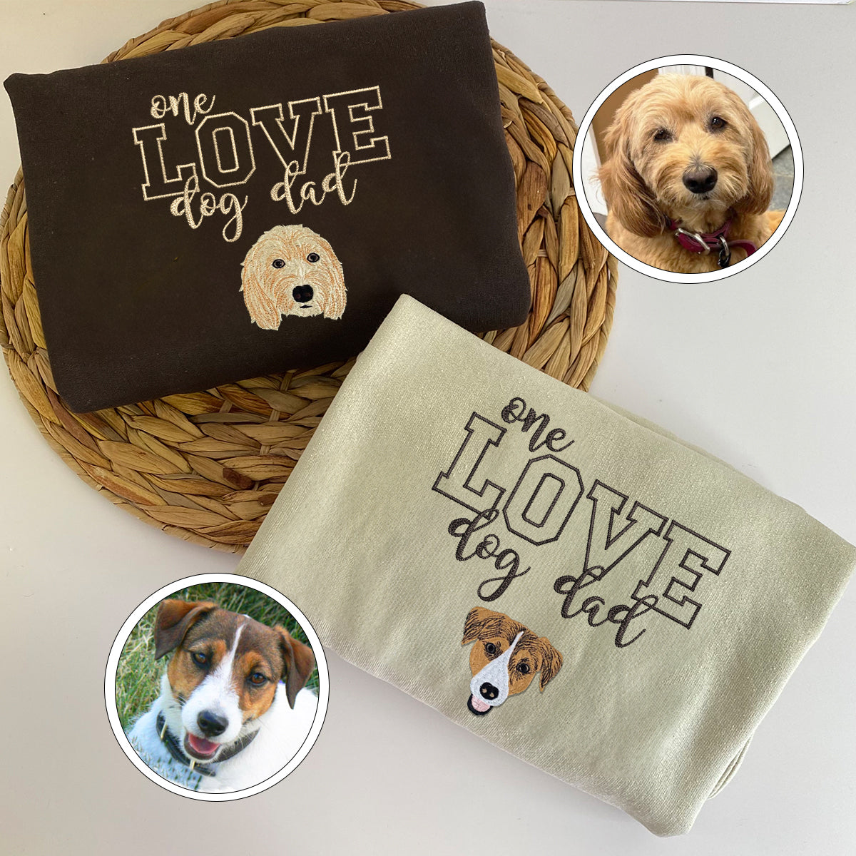 Embroidered One Love Dog Dad Hoodie - Pet Father Gift