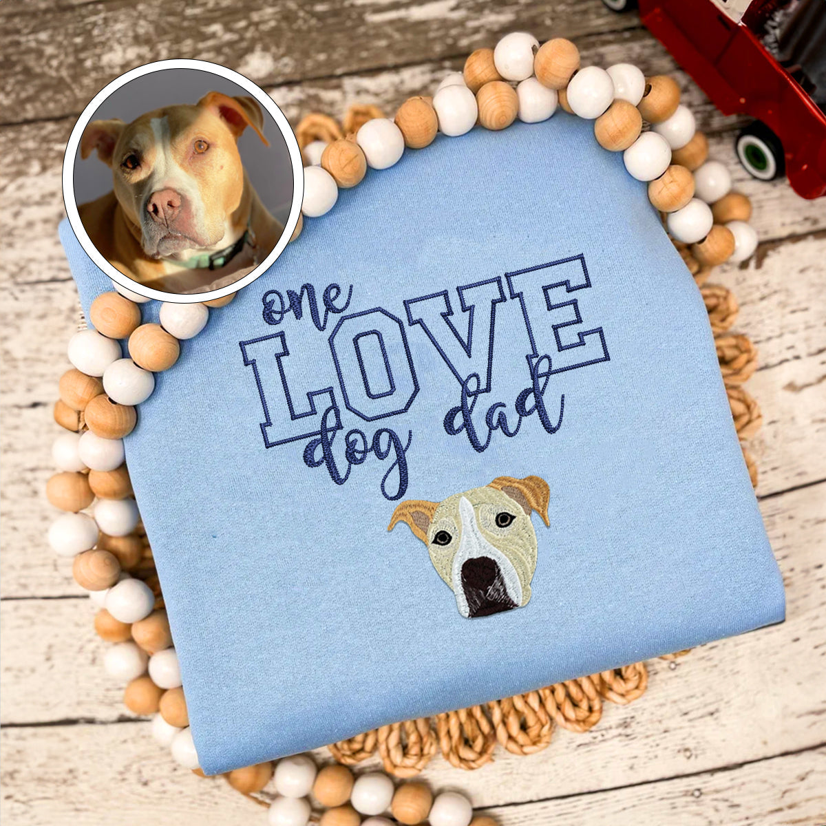 Embroidered One Love Dog Dad Hoodie - Pet Father Gift