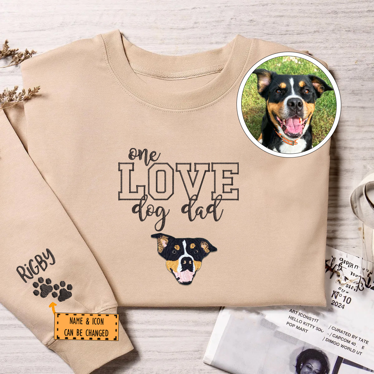 Embroidered One Love Dog Dad Sweatshirt - Pet Father Gift