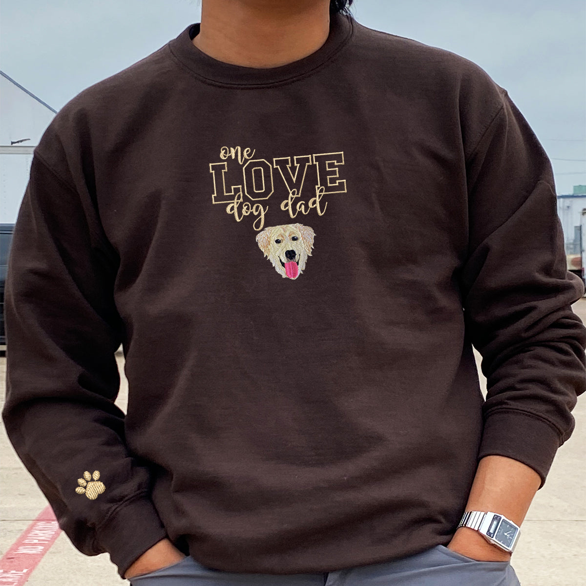 Embroidered One Love Dog Dad Sweatshirt - Pet Father Gift