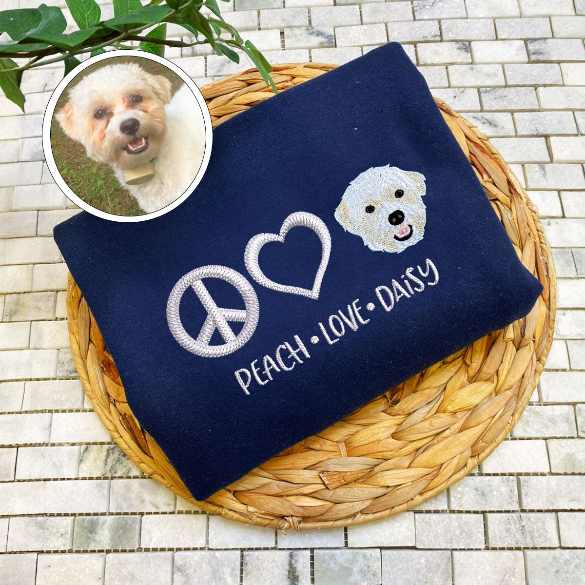 Embroidered Peace Love Pet Hoodie with Names - Pet Lover Gift