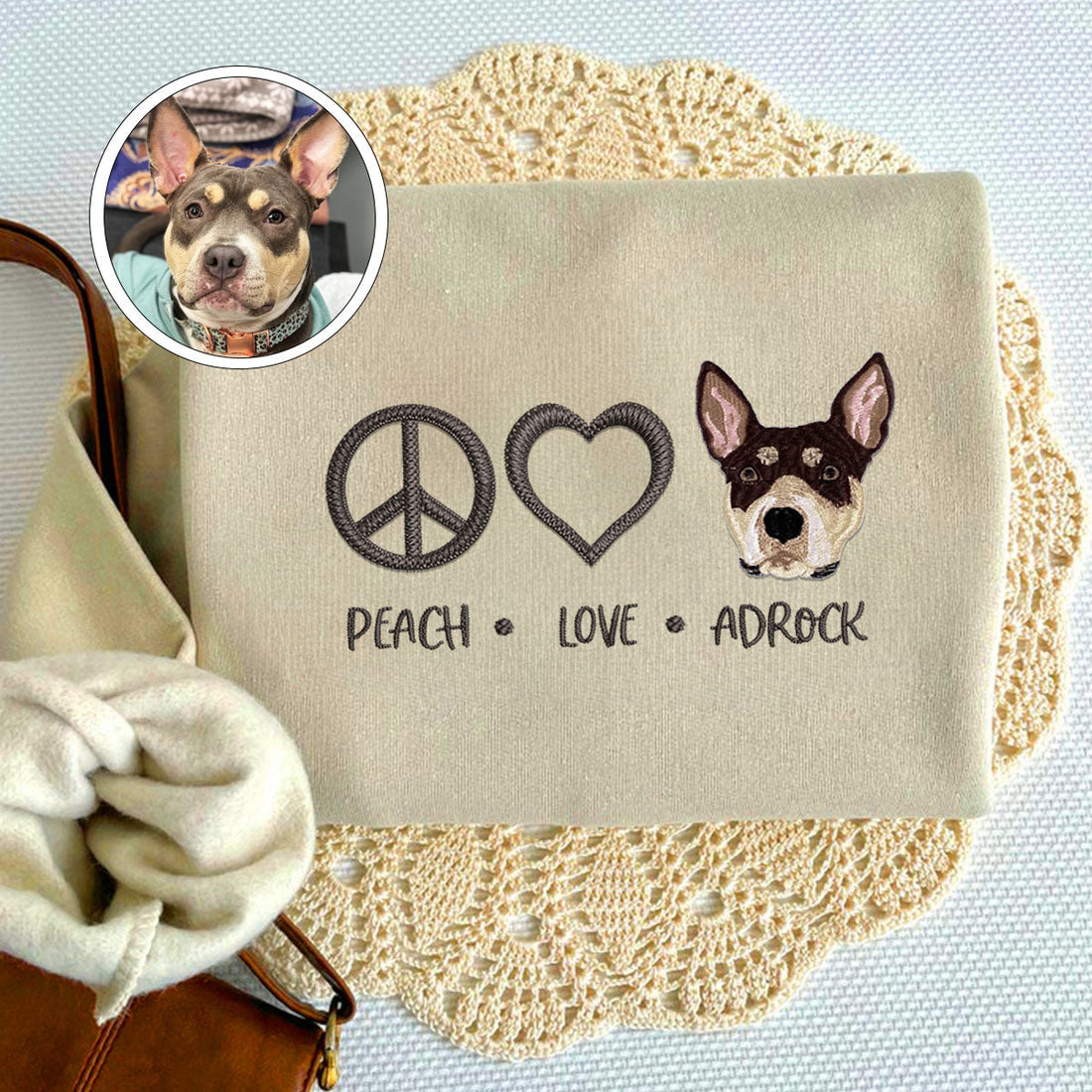 Embroidered Peace Love Pet Hoodie with Names - Pet Lover Gift