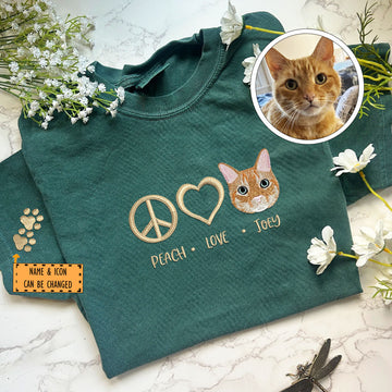 Embroidered Peace Love Pet T-Shirt with Names - Pet Lover Gift