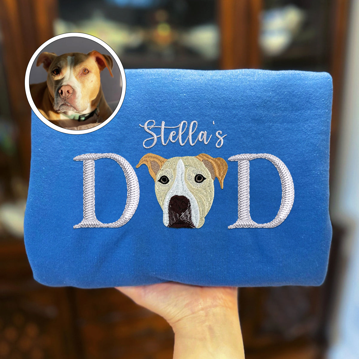 Embroidered Pet Dad Sweatshirt with Pet Name - Dog Father Gift