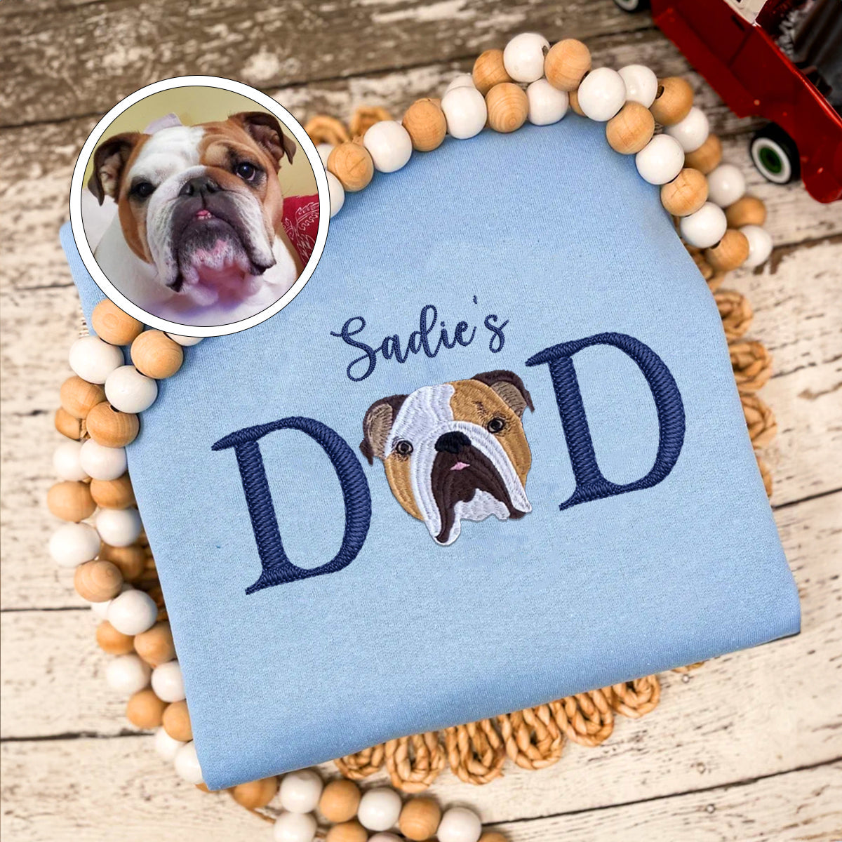 Embroidered Pet Dad Sweatshirt with Pet Name - Dog Father Gift