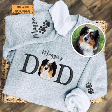 Embroidered Pet Dad Sweatshirt with Pet Name - Dog Father Gift