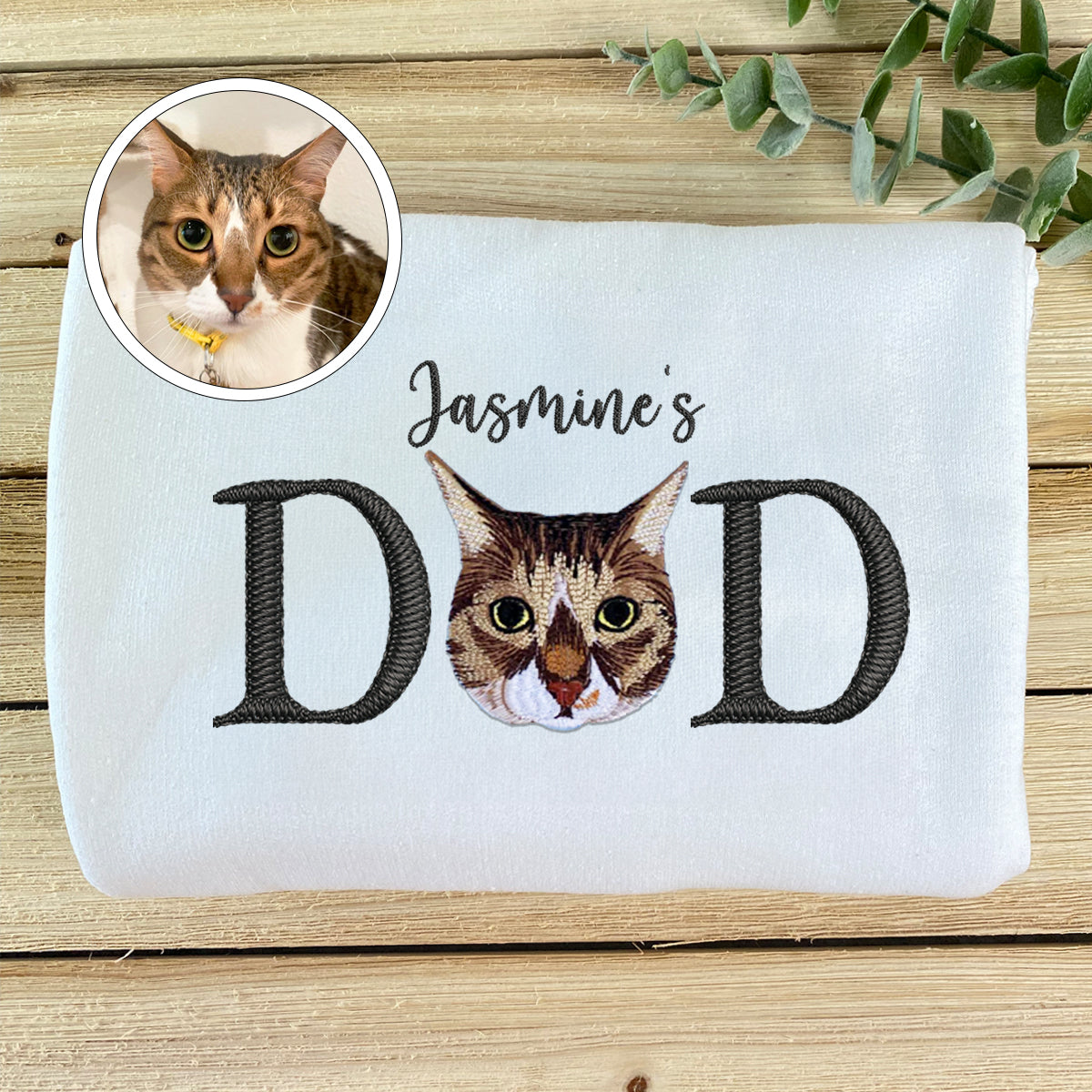 Embroidered Pet Dad Sweatshirt with Pet Name - Dog Father Gift