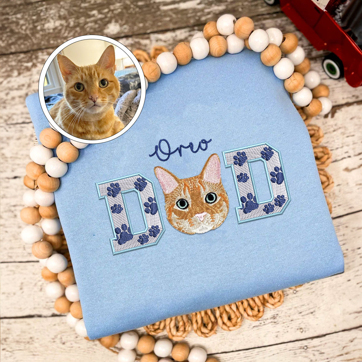 Embroidered Pet Dad Hoodie with Pet Photo - Dog Father Gift