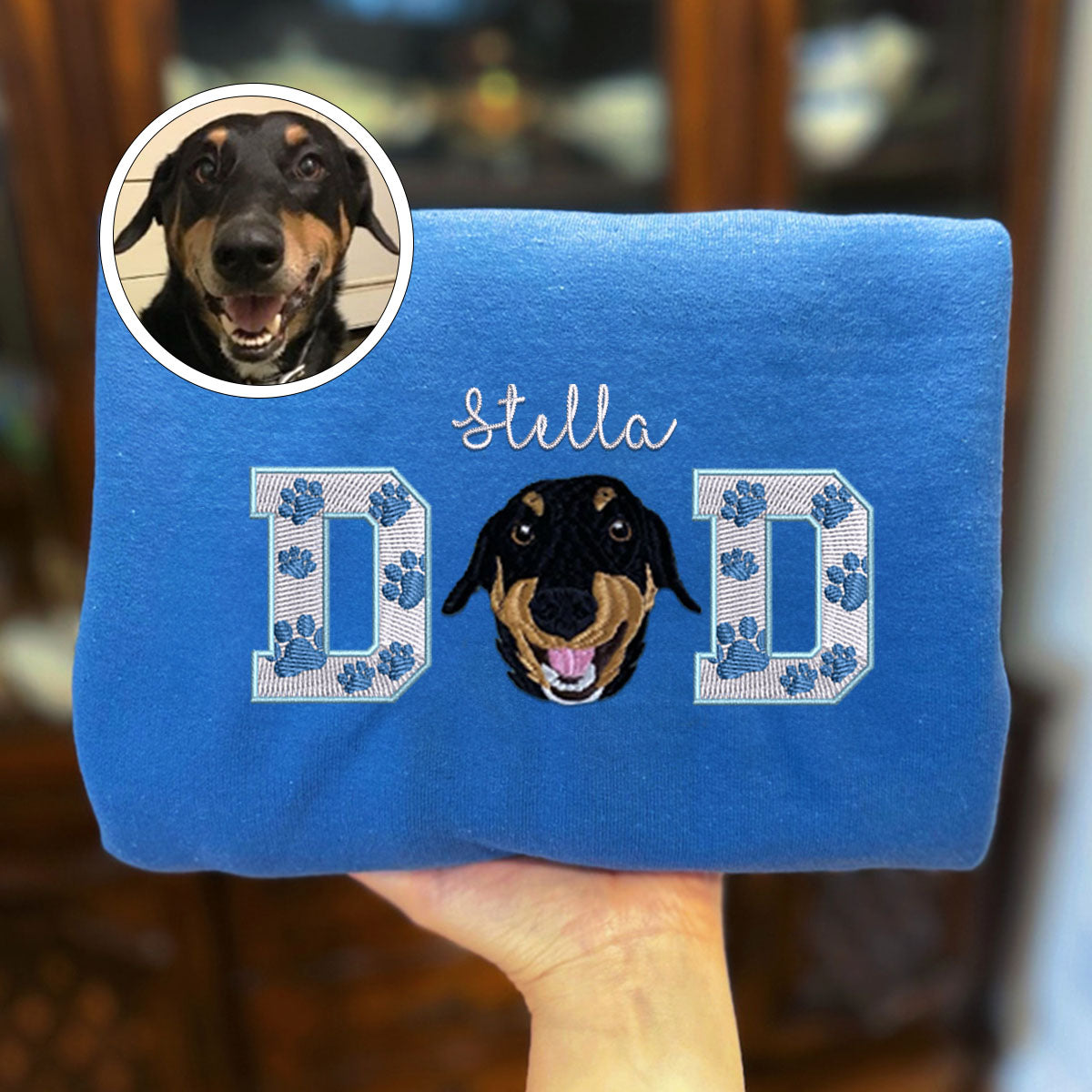 Embroidered Pet Dad Hoodie with Pet Photo - Dog Father Gift