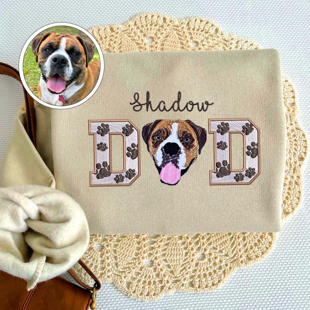 Embroidered Pet Dad Sweatshirt with Pet Photo - Dog Father Gift