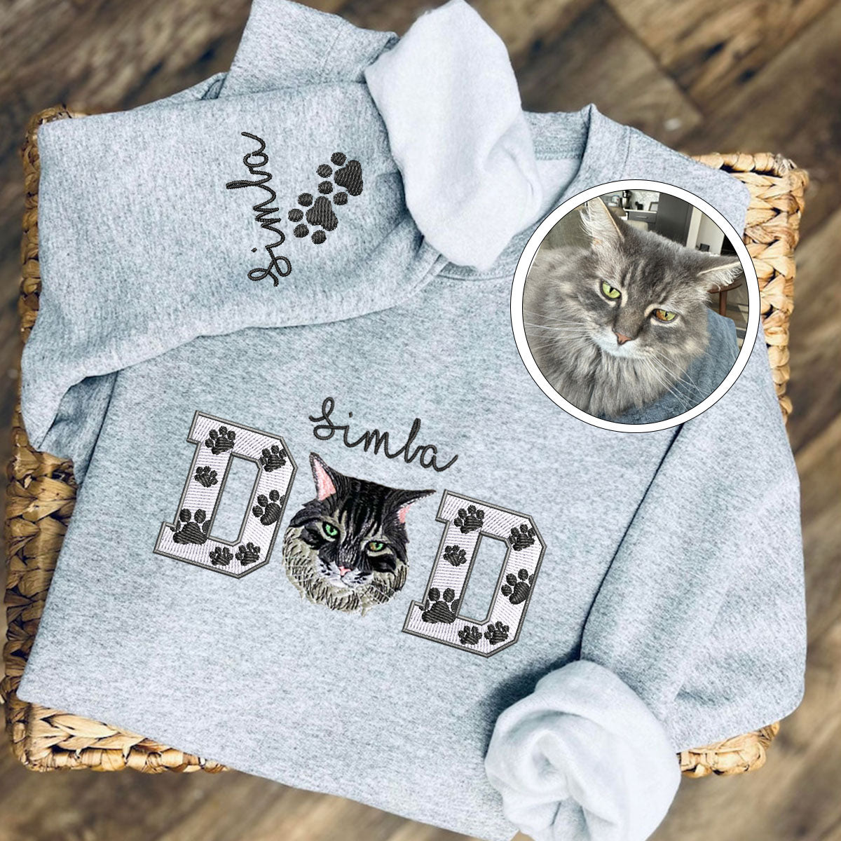 Embroidered Pet Dad Sweatshirt with Pet Photo - Dog Father Gift