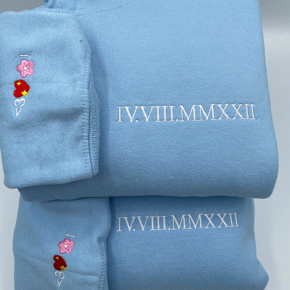 Embroidered Anniversary Hoodie with Roman Numeral Date - Couple Gift