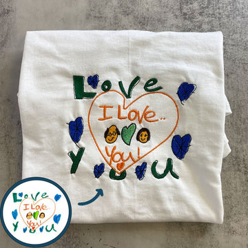 Embroidered Kids Drawing Hoodie from Artwork - Children's Art Gift