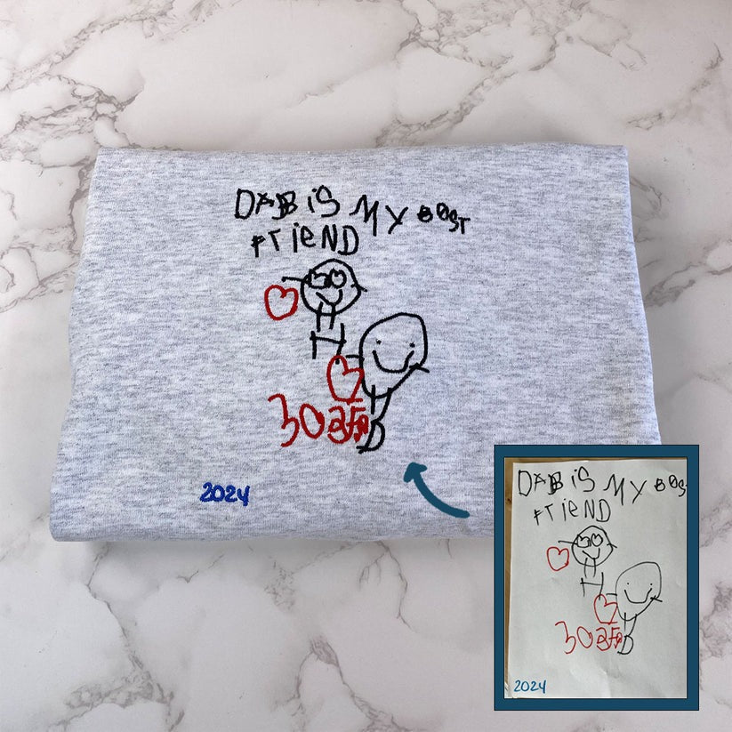 Embroidered Kids Drawing Hoodie from Artwork - Children's Art Gift