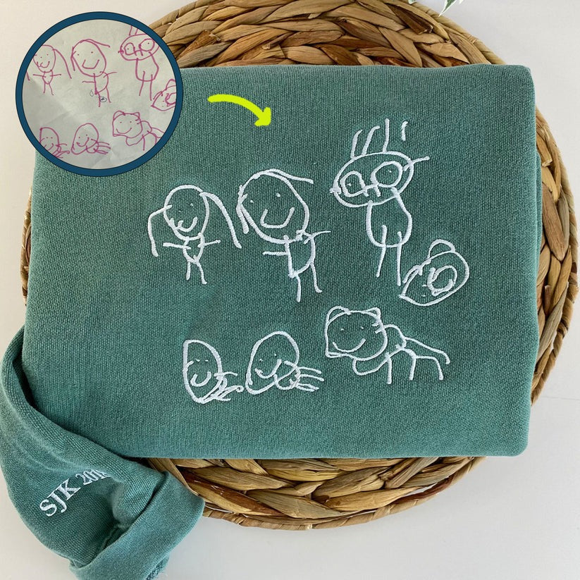 Embroidered Kids Drawing Hoodie from Artwork - Children's Art Gift
