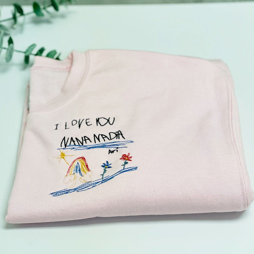 Embroidered Kids Drawing Hoodie from Artwork - Children's Art Gift