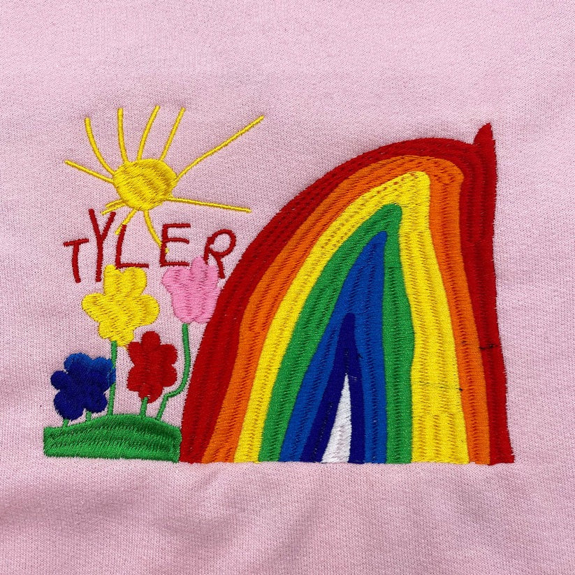 Embroidered Kids Drawing Hoodie from Artwork - Children's Art Gift