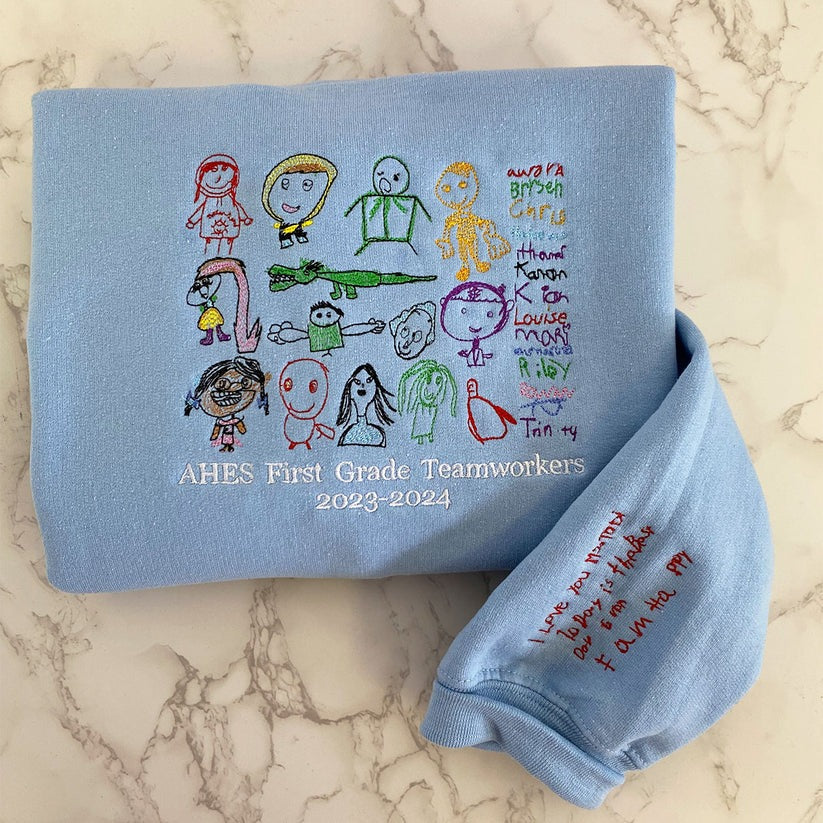 Embroidered Kids Drawing Hoodie from Artwork - Children's Art Gift