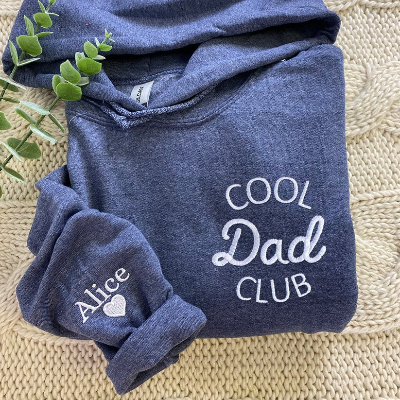 Embroidered Cool Dads Club Hoodie with Kids Names - Father Gift