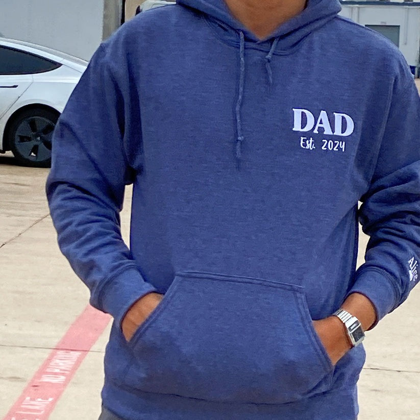 Embroidered Dad Est Year Hoodie - Father's Day Gift