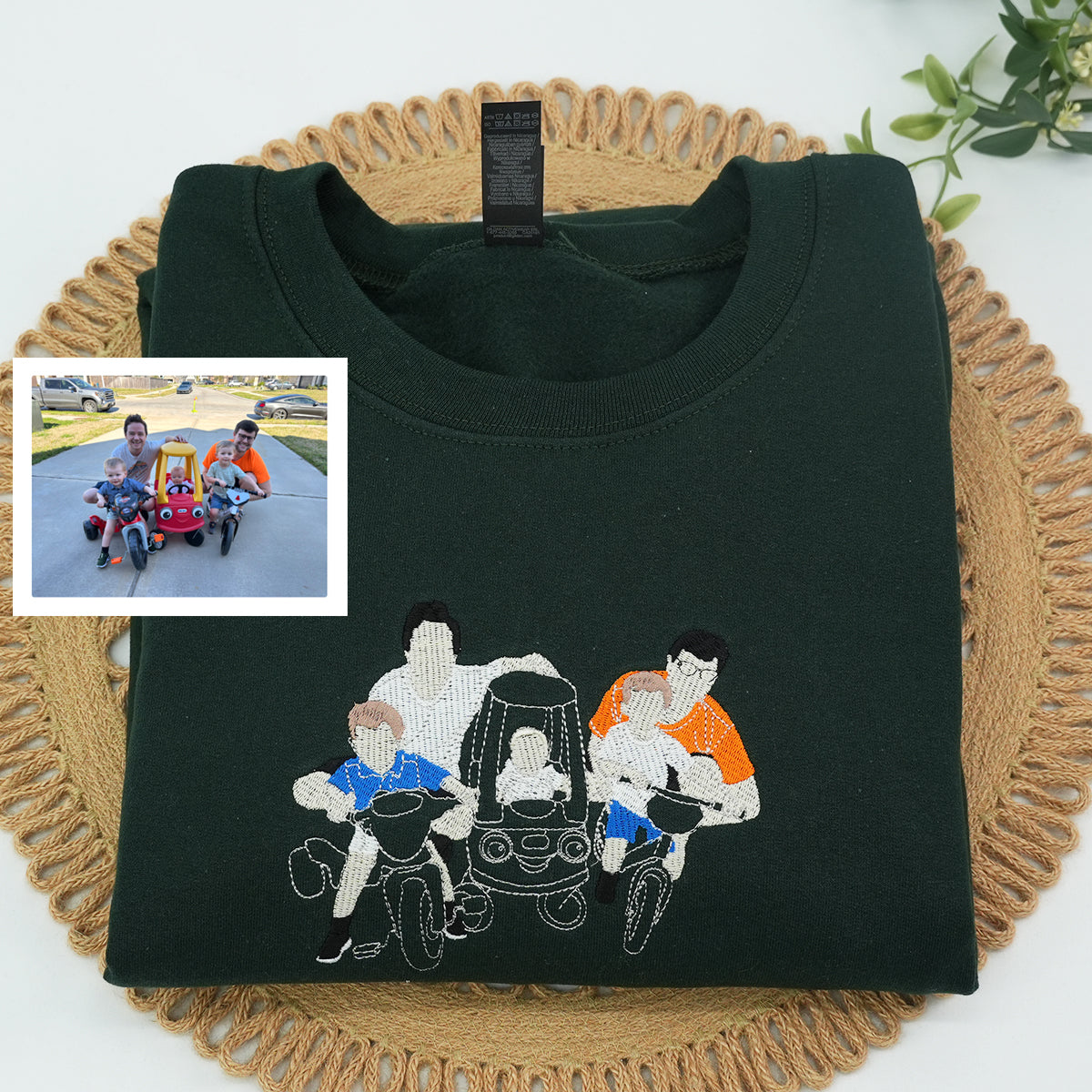 Embroidered Family Portrait Hoodie - Photo Gift