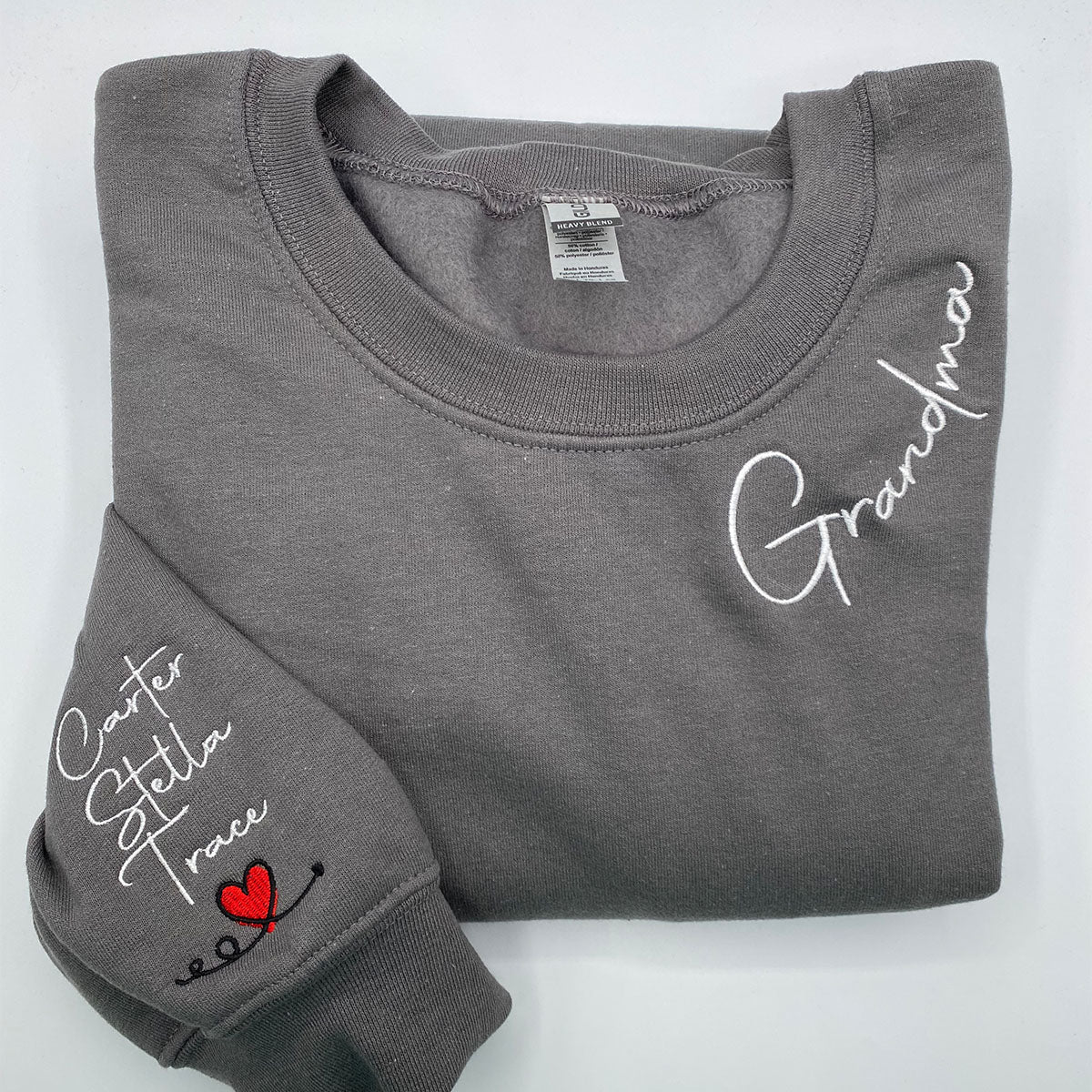 Embroidered Grandma Sweatshirt with Grandkids Names - Grandmother Gift