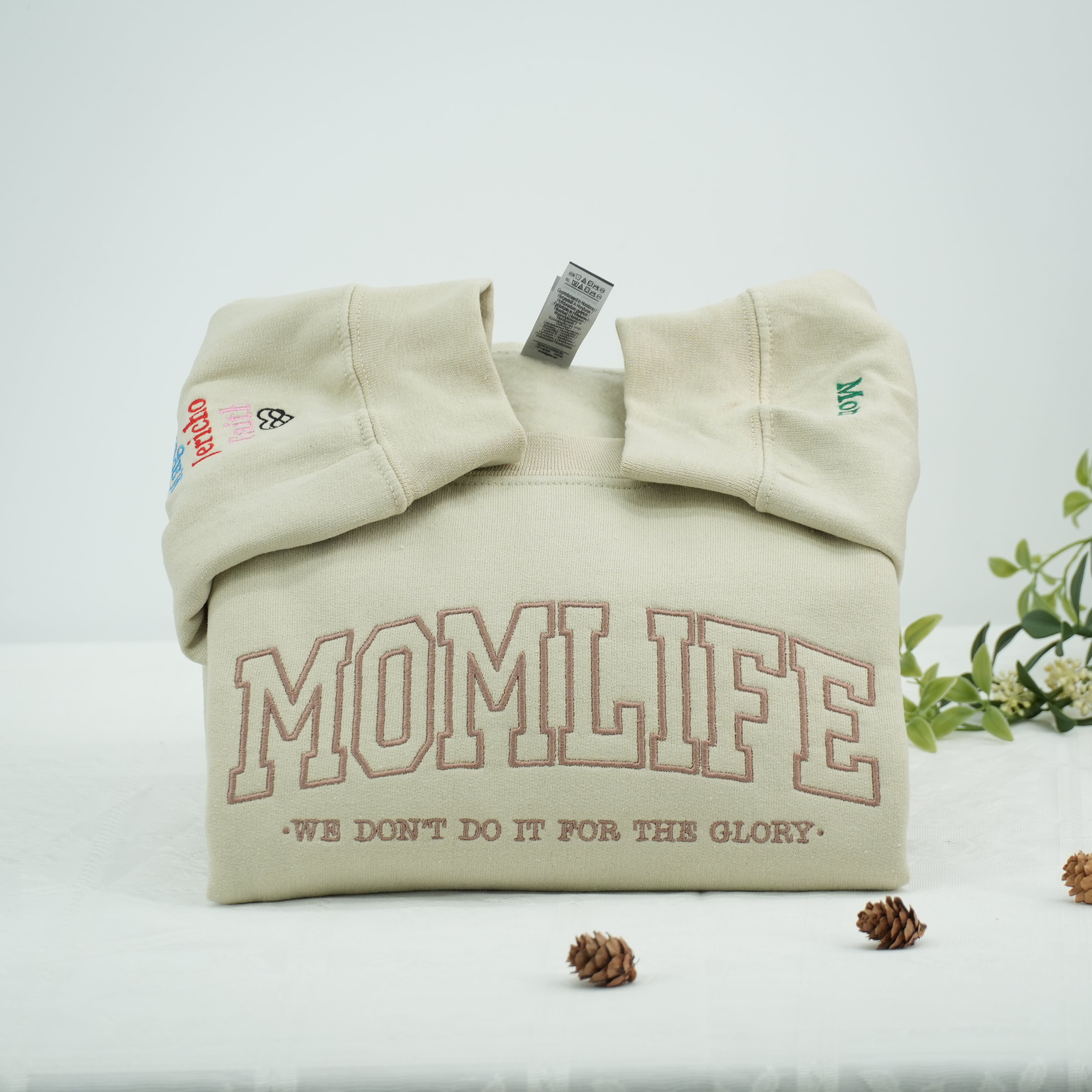 Embroidered Mom Varsity Hoodie with Kids Names & Est Year - Mother Gift
