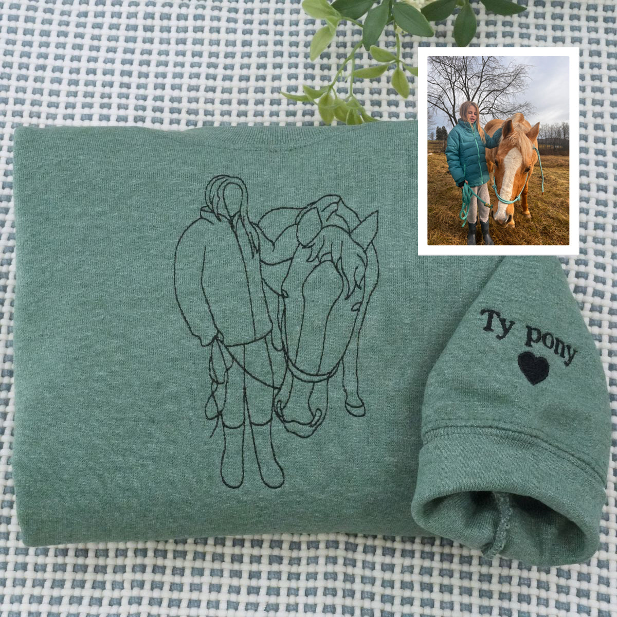 Embroidered Horse Outline Hoodie from Photo - Horse Lover Gift