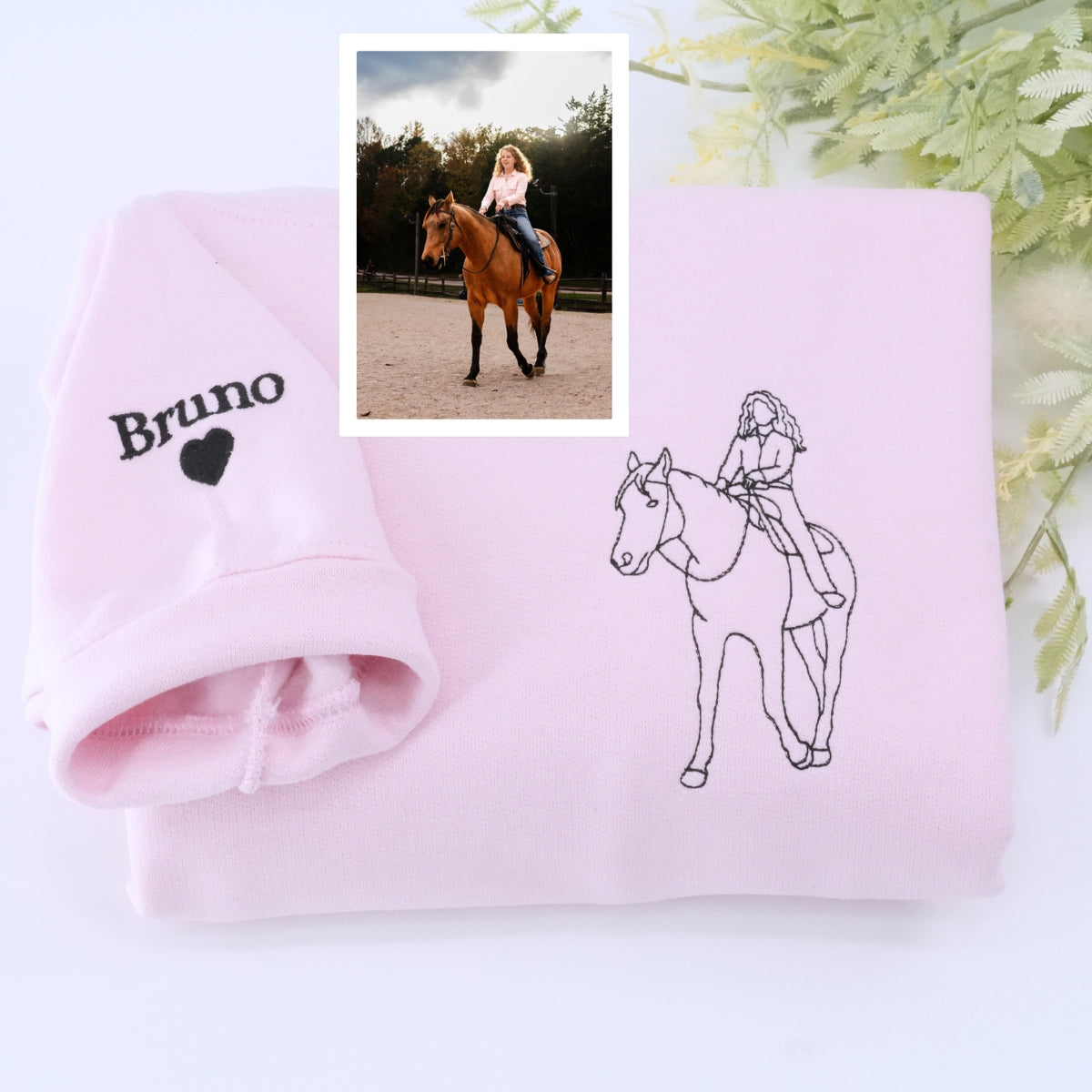 Embroidered Horse Outline Hoodie from Photo - Horse Lover Gift