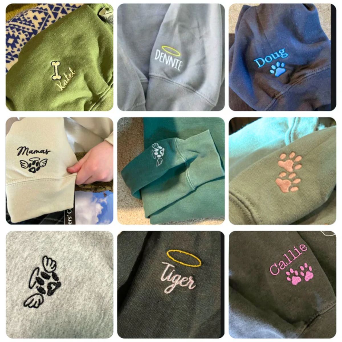 Embroidered Peace Love Pet Sweatshirt with Names - Pet Lover Gift