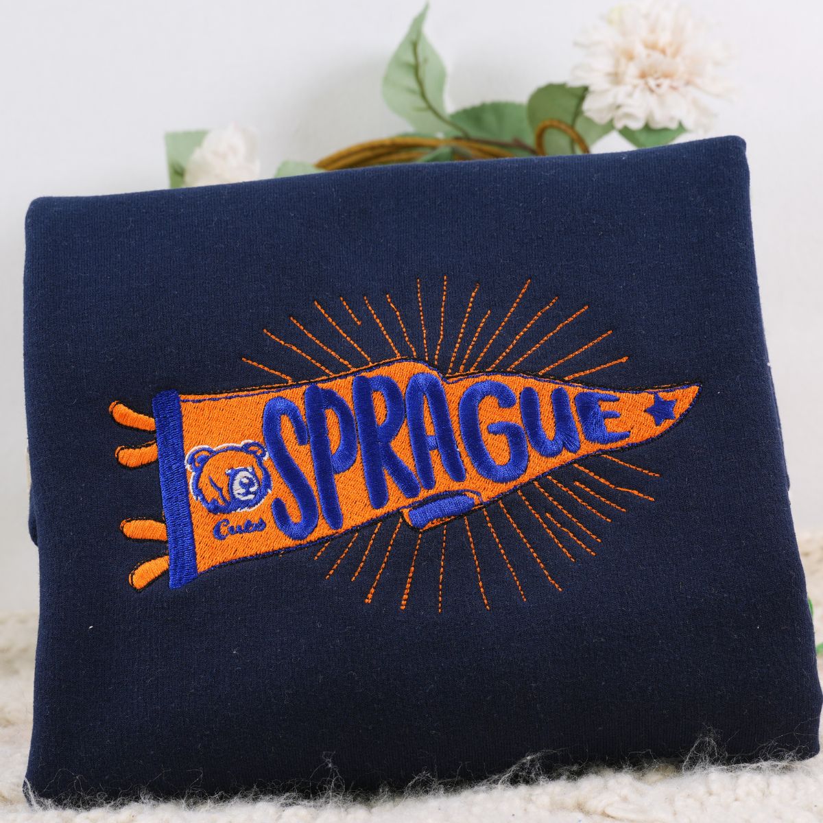 Embroidered Sports Team Pennant Hoodie - Team Name Gift