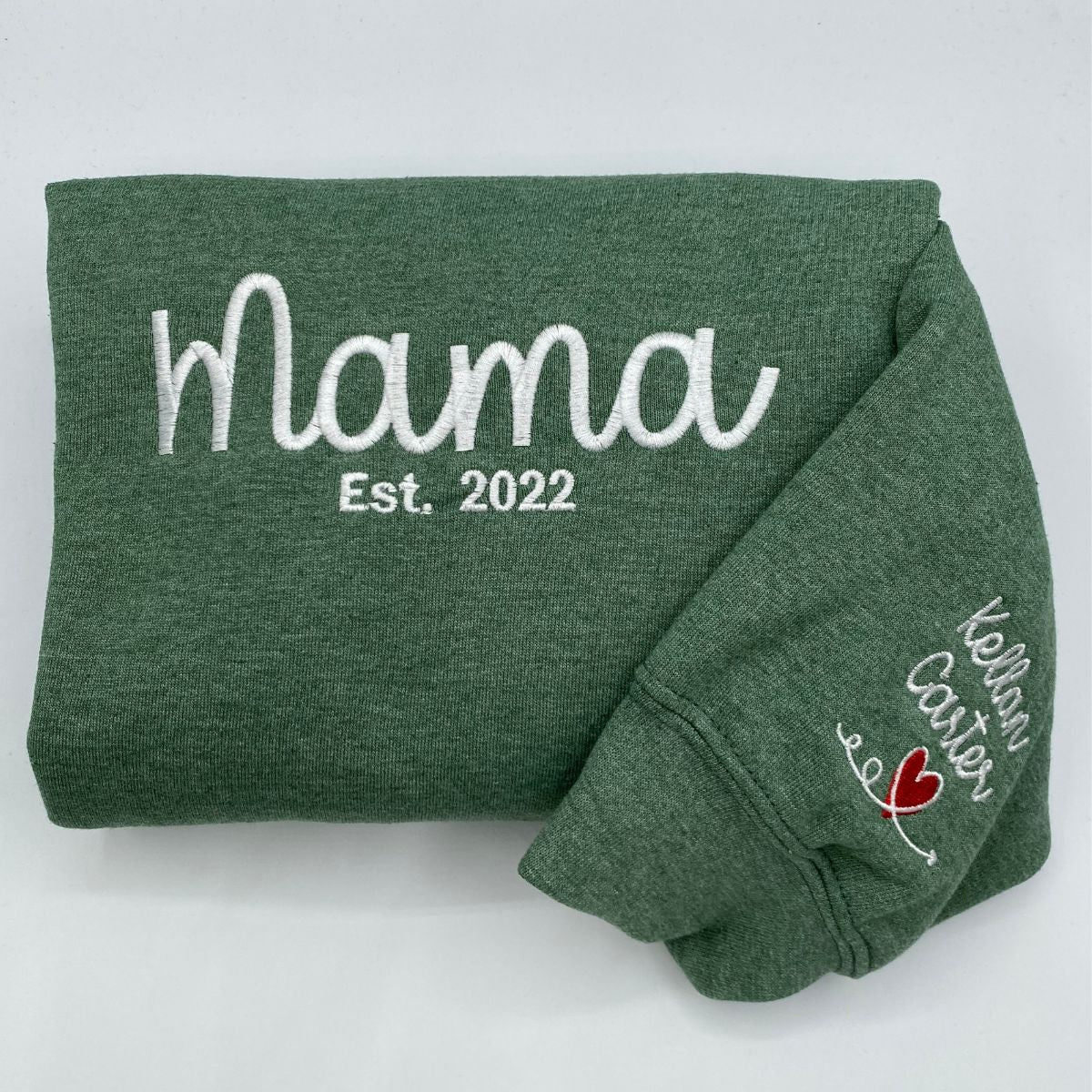 Embroidered Mom Hoodie with Kids Names on Sleeve - Mother's Day Gift